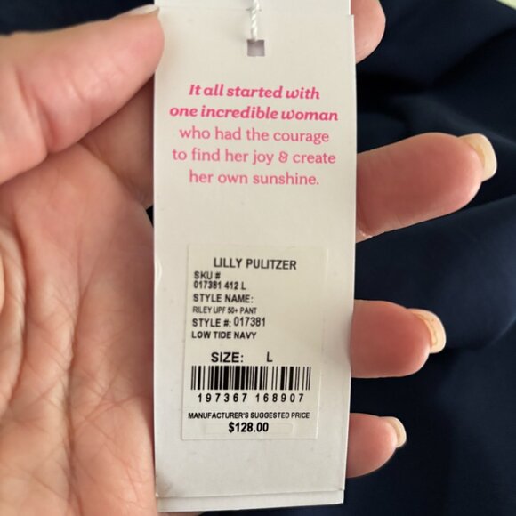 Lilly Pulitzer Navy Blue Riley Pants L NWT - Picture 2 of 2